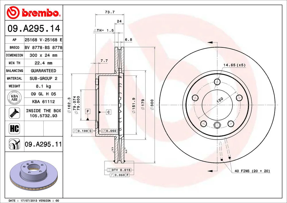09.A295.11 Brembo Brake Rotor