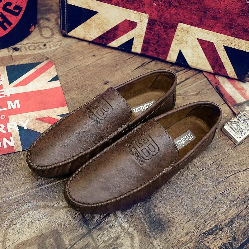 2024 summer new Doudou shoes men's fashion business lazy shoes Korean style casual slip-on leather shoes driving shoes men's shoes