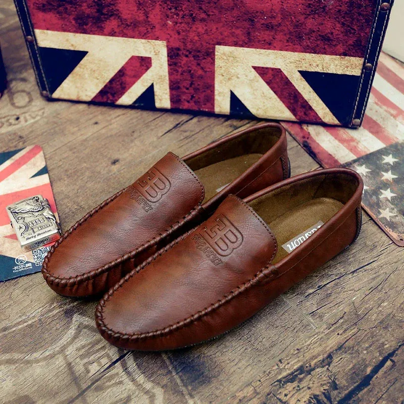 2024 summer new Doudou shoes men's fashion business lazy shoes Korean style casual slip-on leather shoes driving shoes men's shoes
