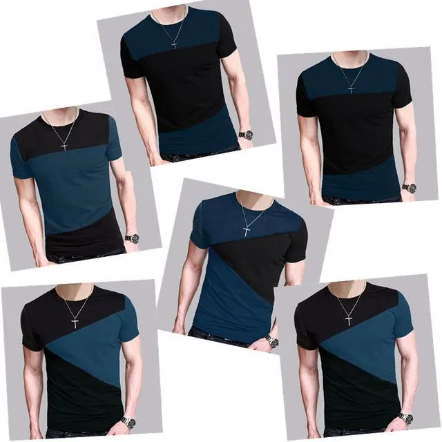 6 Designs Men's Slim Fit Crew Neck Short Sleeve Casual T-Shirt Tee Tops