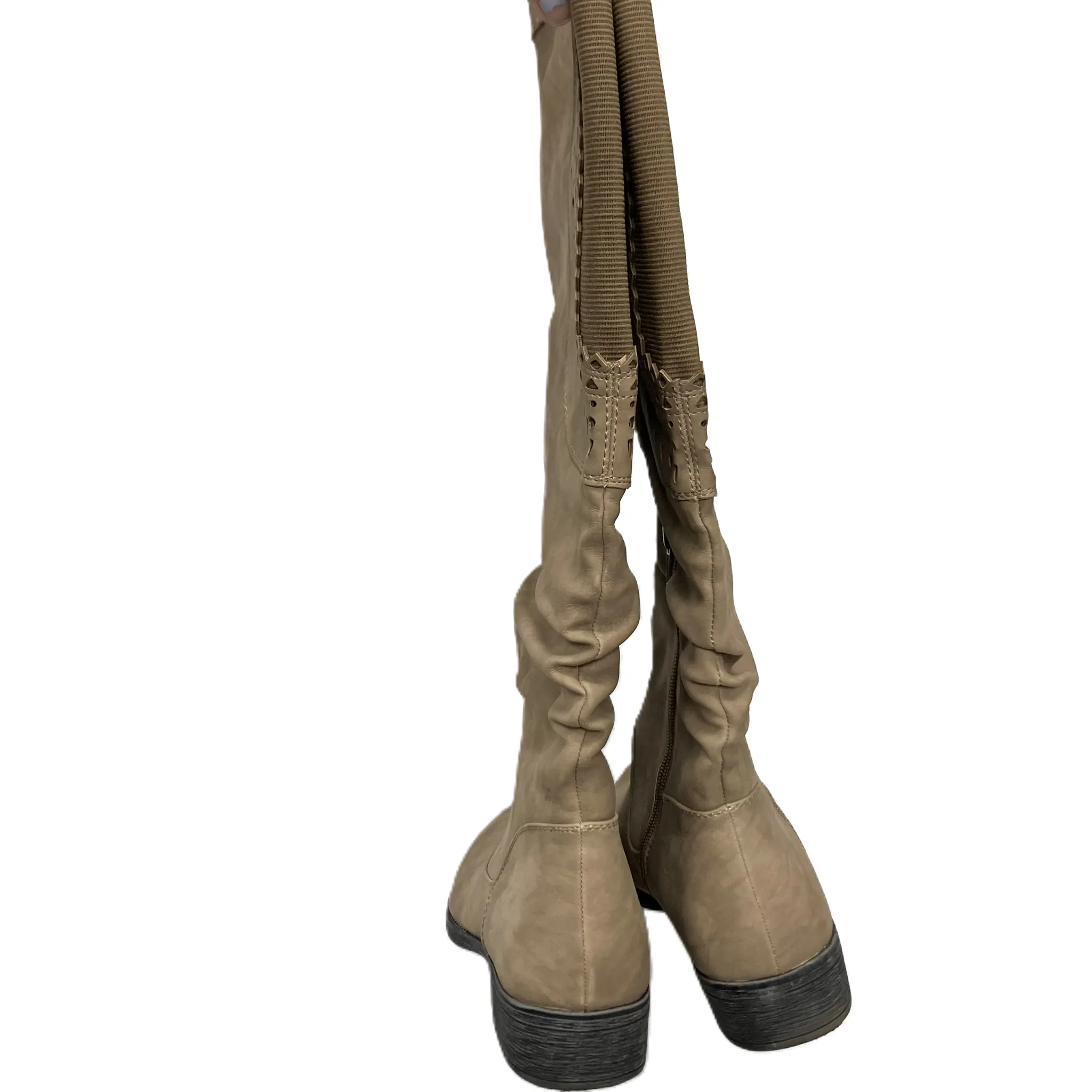 Boots Knee Flats By Just Fab In Tan, Size: 6.5