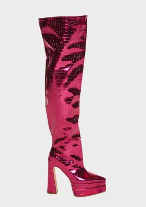 Brigeta-4 Knee High Boots - Pink