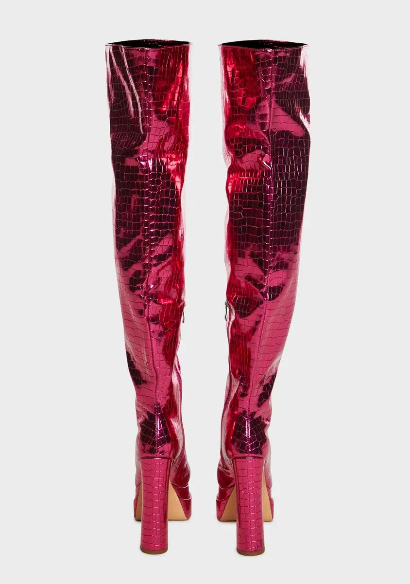 Brigeta-4 Knee High Boots - Pink