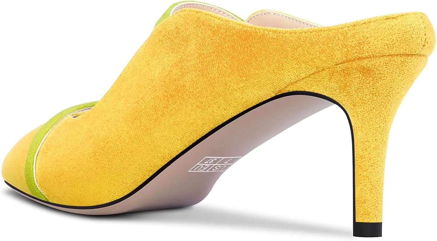 Castamere Women Mid Heel Pointed Toe Slip-on Patchwork Pumps Mules Shoes Casual Dress 2.6 Inches Heels