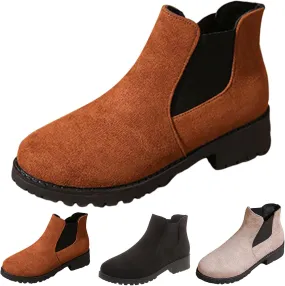 Cathalem Ankle Booties for Women V Cut,Chelsea Boots Slip on Ankle Boots Chunky Pointed Toe Cutout Low Heel Shoes