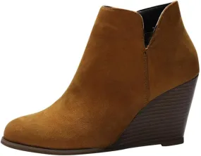 Cathalem Ankle Booties for Women, Womens Ankle Boots Pointed Toe Faux Stacked Chunky Heels Tassels Side Zipper Booties