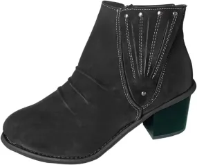 Cathalem Ankle Boots for Women V Cutout Ankle Boots Pointed Toe Chunky Stacked Heel Booties Zip Up Western Boots Shoes