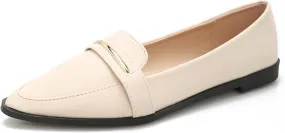 Comfortable Leather Suede Slip On Loafer Flats for Women Casual Work Flat Shoes Women's Pointed Toe Penny Loafers Office Driving Ballet Flats