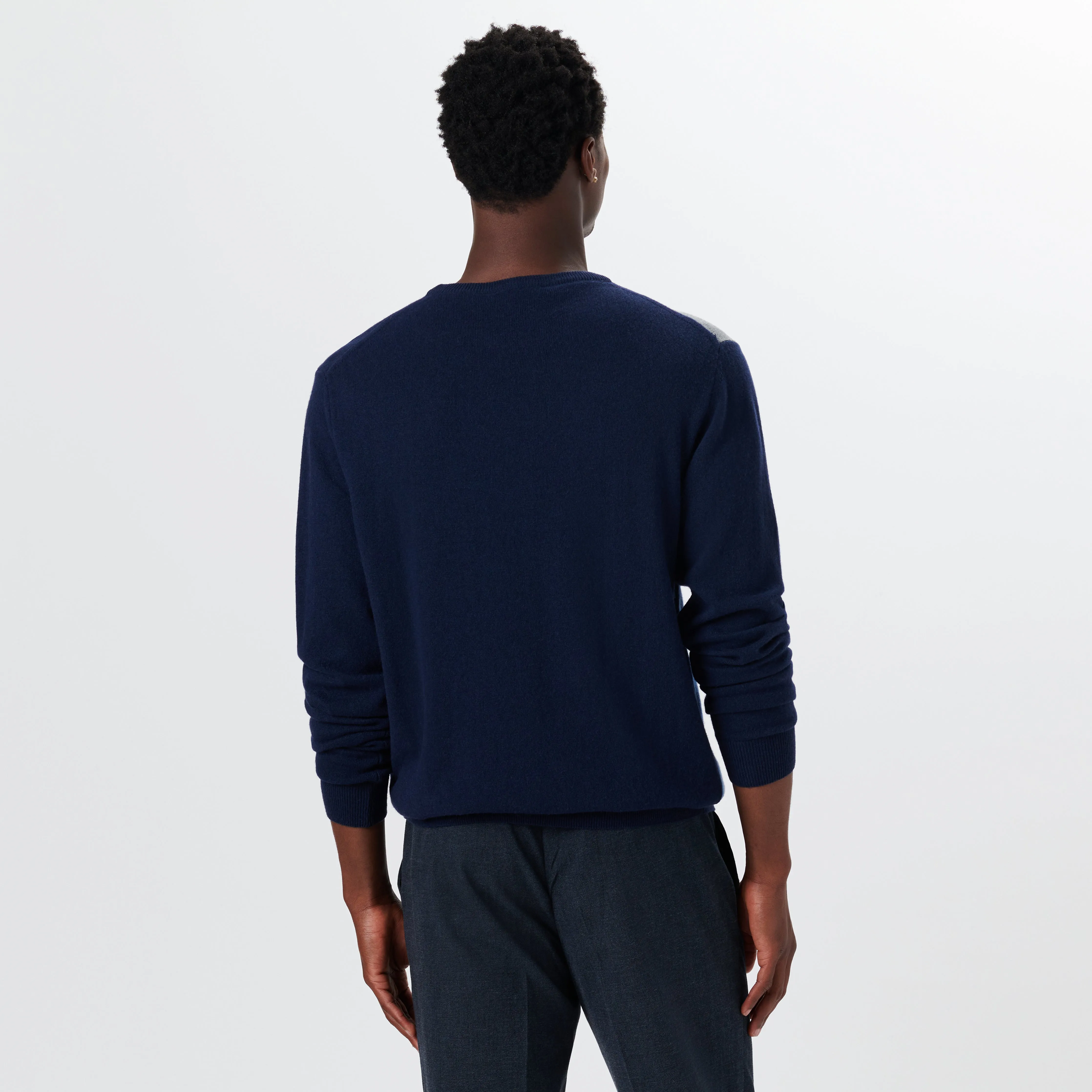 Crew Neck Patchwork Intarsia Sweater