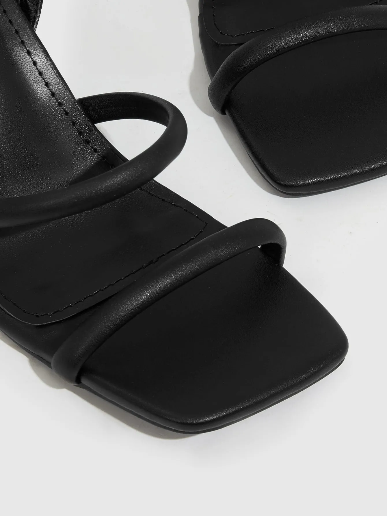 CUCCOO BIZCHIC Woman Shoes Minimalist Ankle Strap Chunky Heeled Elegant Black Artificial Leather Ankle Strap Sandals For Summer Graduation Heels Prom Heels Vacation Shoes Summer Sale