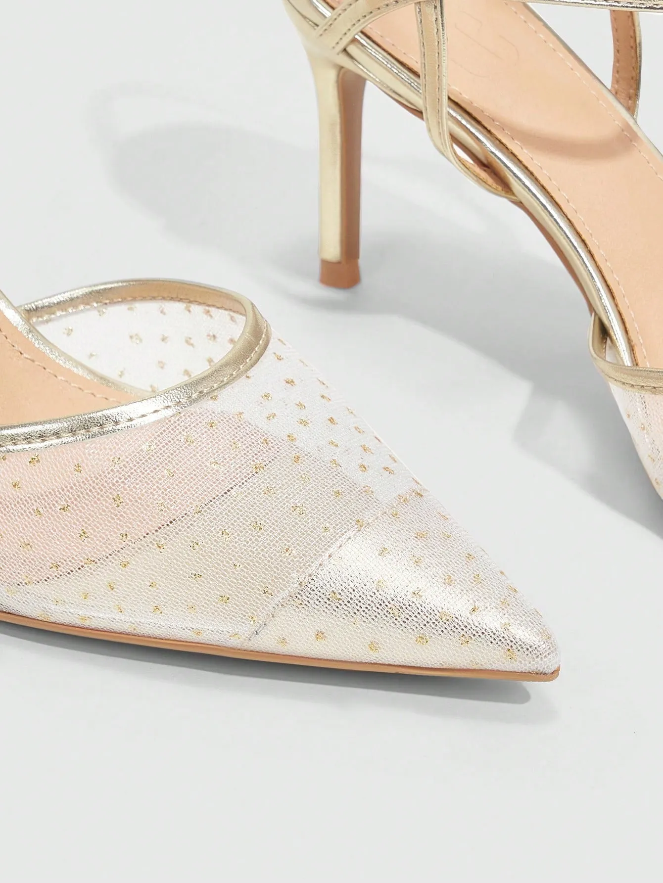 CUCCOO CHICEST Women's Fashionable Gold Mesh Pointed Toe High Heels, Shoes For Wedding, Dating And Parties