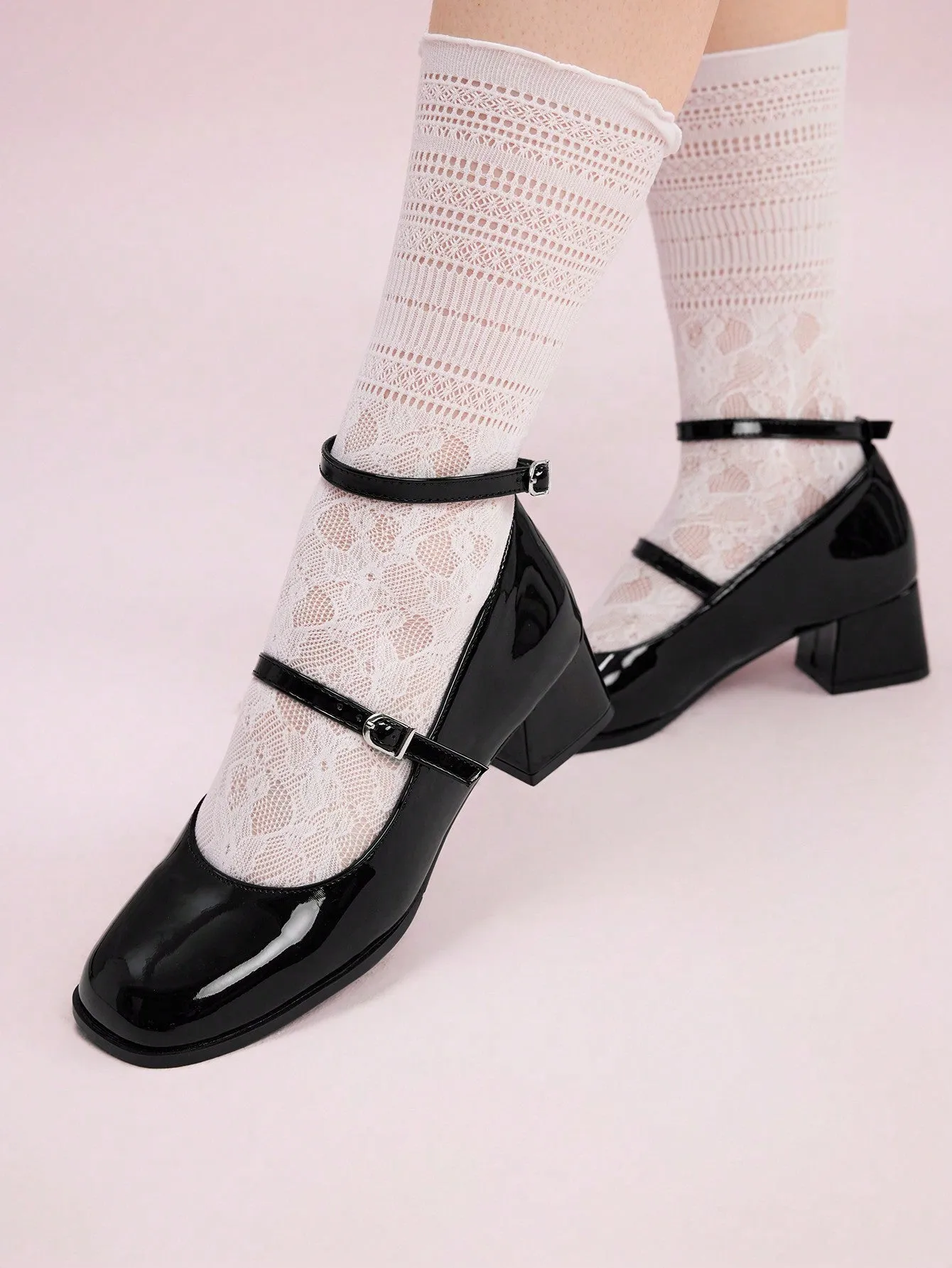 CUCCOO DOLLMOD Women's Elegant Chunky Heel Black Versatile High Heel Sandals For Outdoor Wear For Summer Graduation Heels Prom Heels