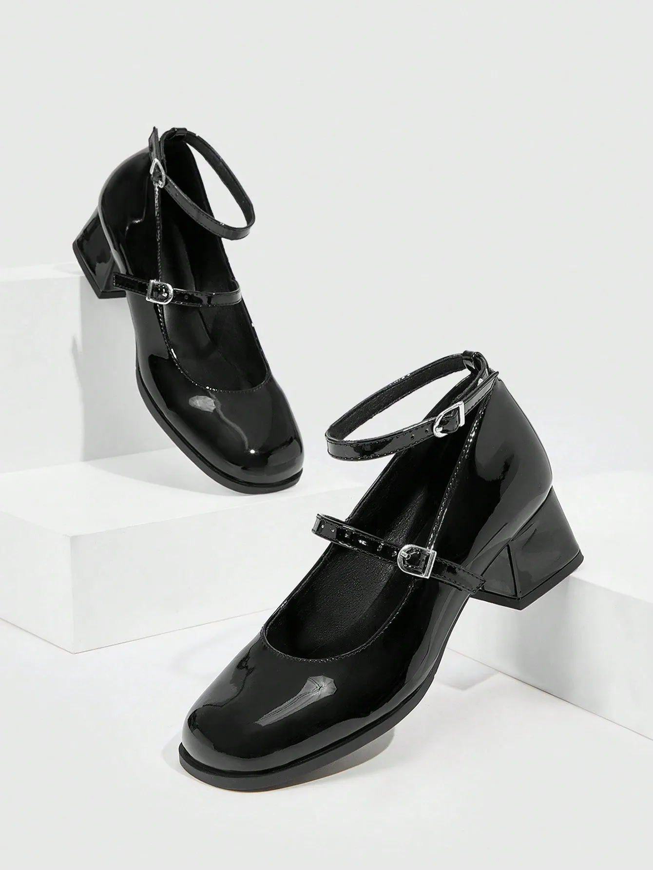 CUCCOO DOLLMOD Women's Elegant Chunky Heel Black Versatile High Heel Sandals For Outdoor Wear For Summer Graduation Heels Prom Heels