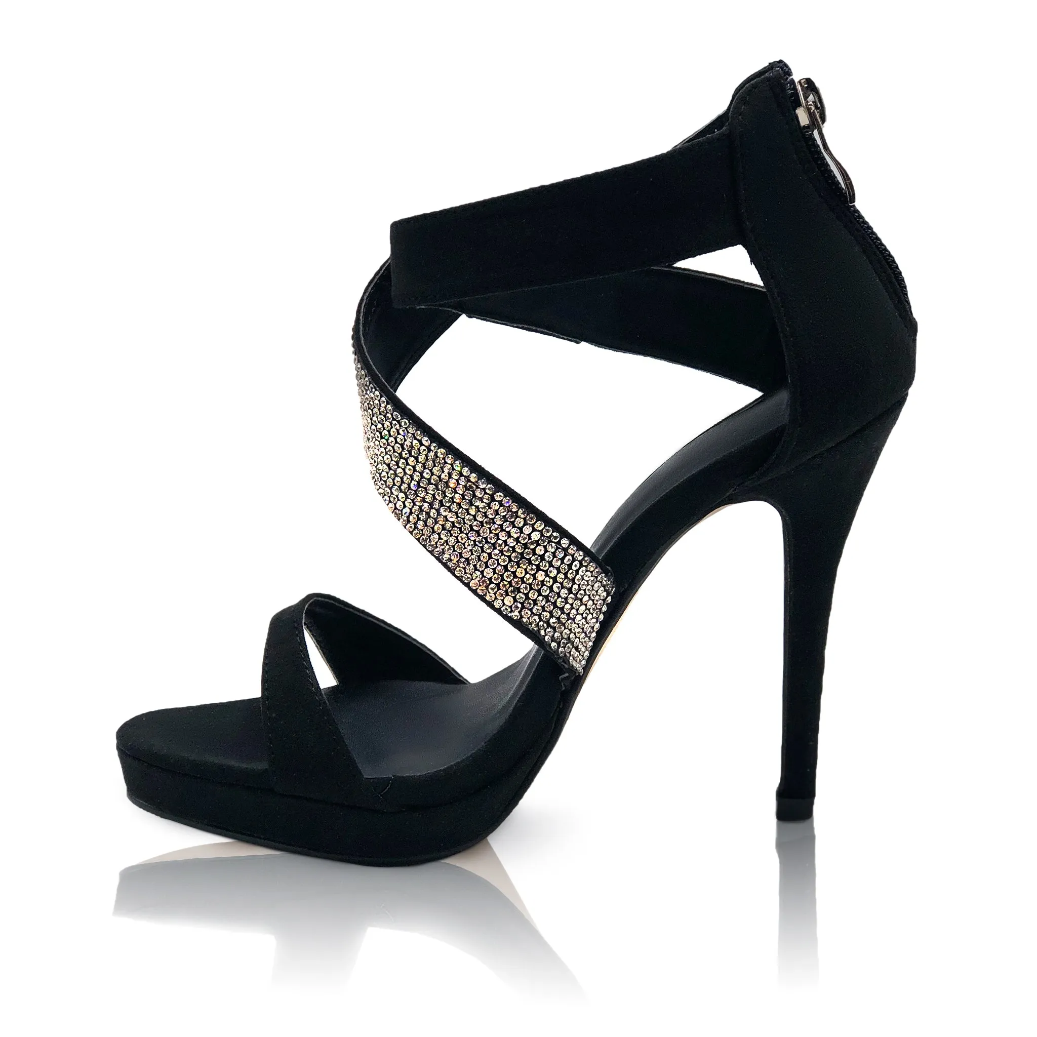 Diamonds Will Do - Side Bling Black Heels