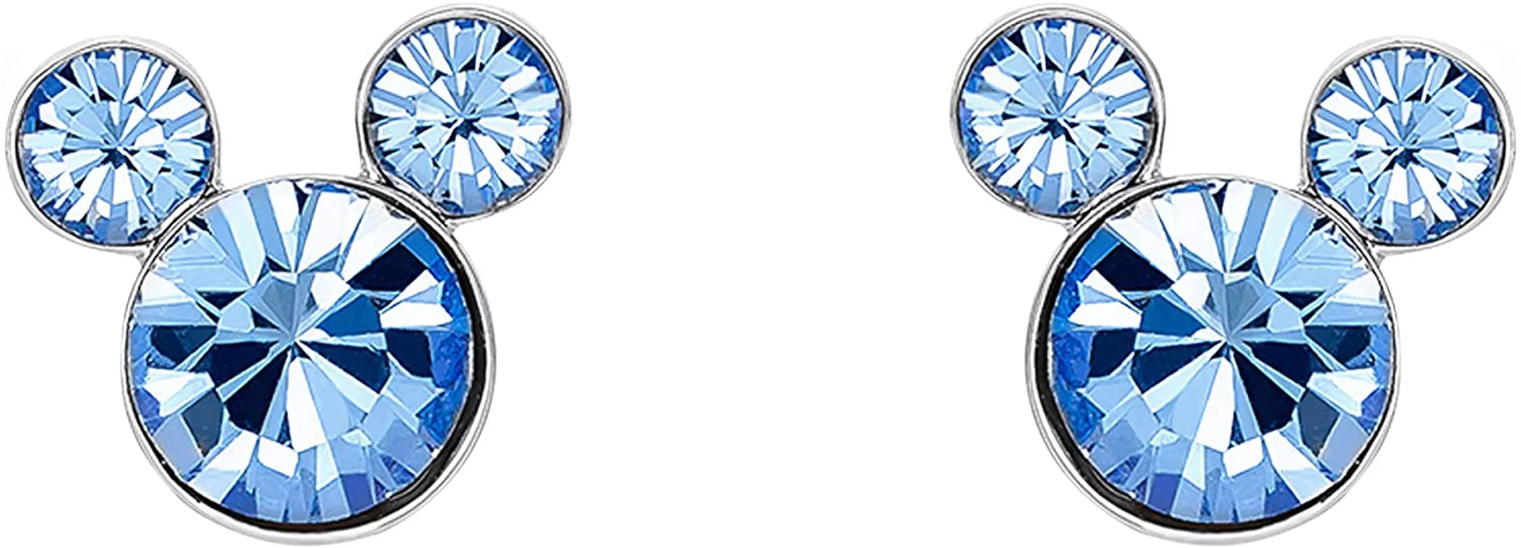 Disney Silver Plate Mickey Mouse Crystal Birthstone Stud Earrings
