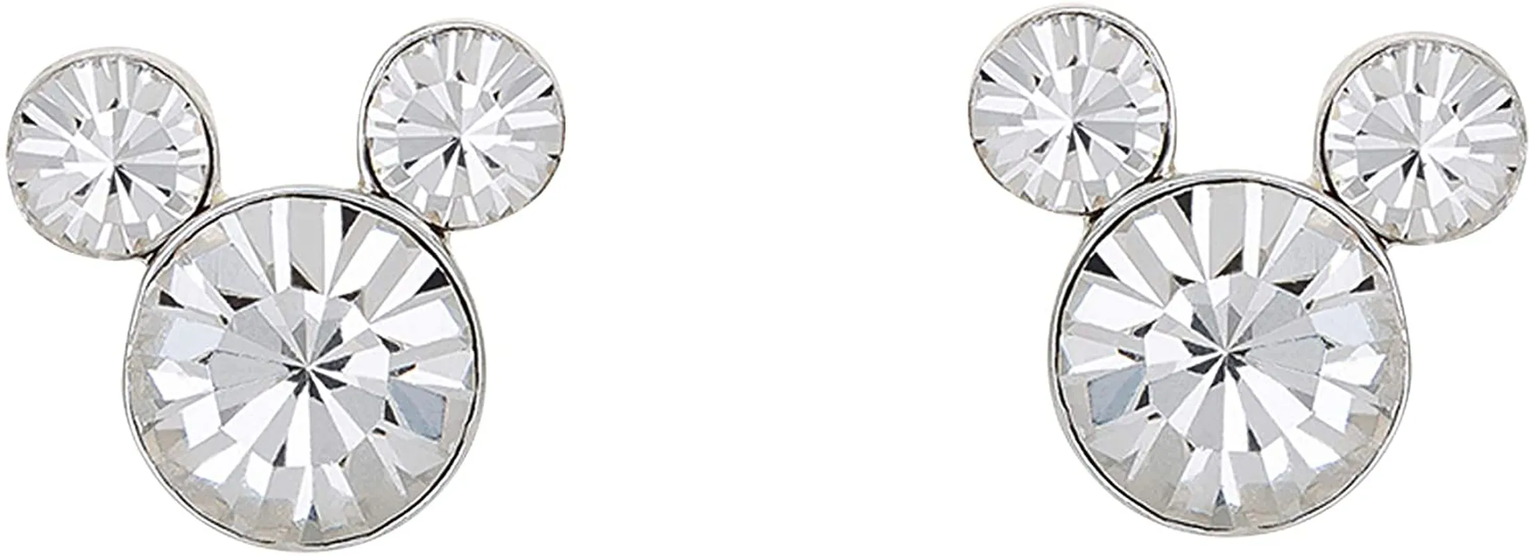 Disney Silver Plate Mickey Mouse Crystal Birthstone Stud Earrings