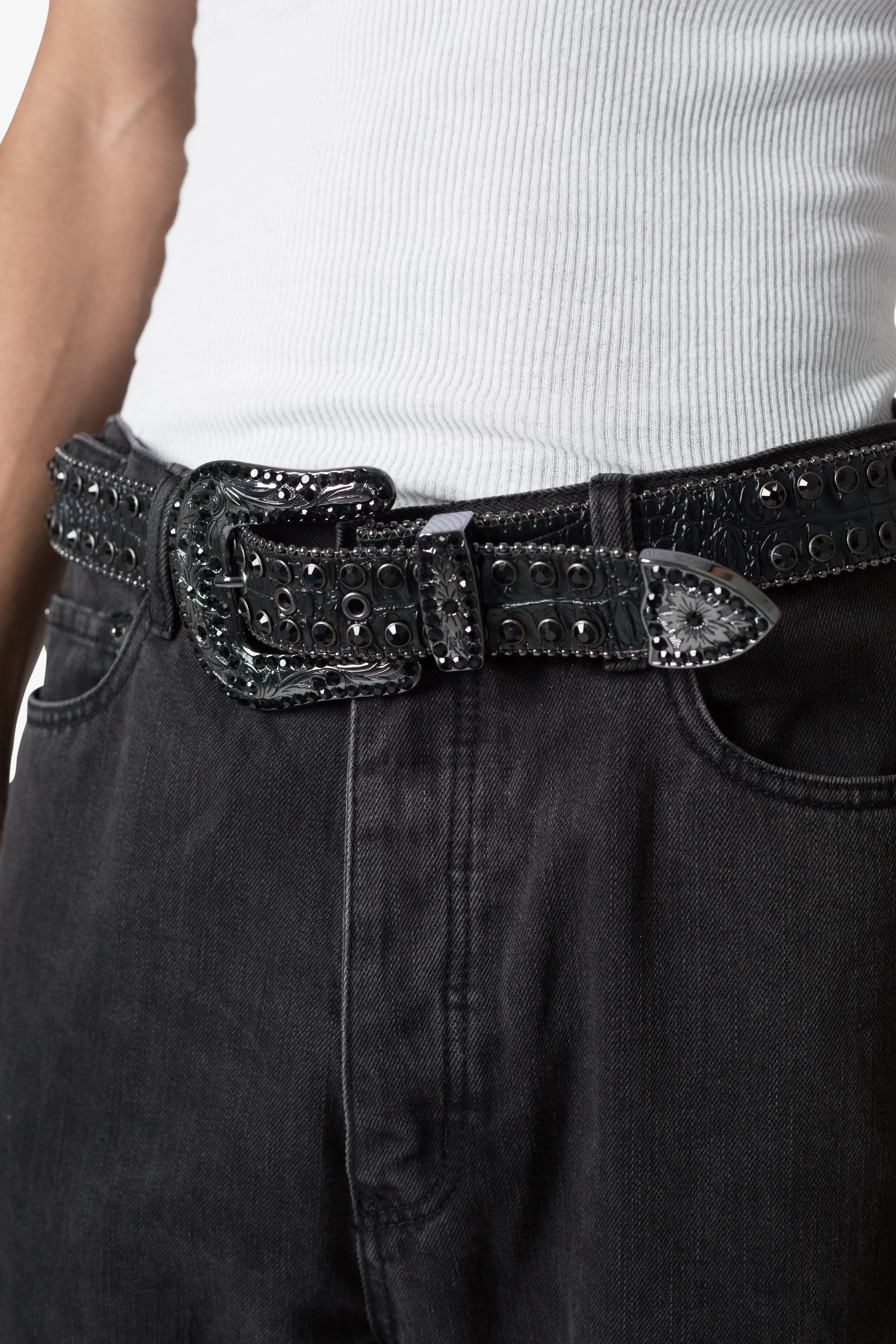 Double Row Studded Belt - Black