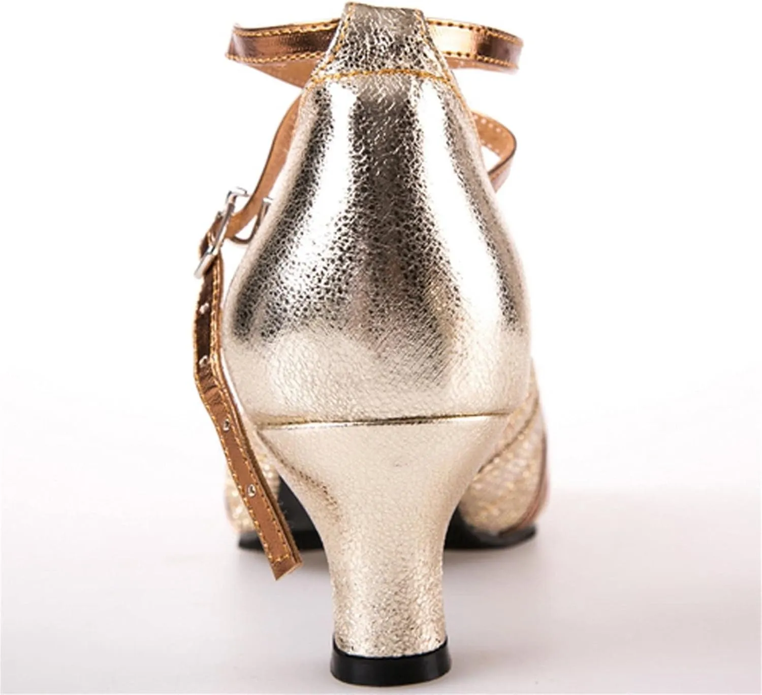 Dress Sandals Shoes for Women Leather Open Toe High Heels Ladies Gold Silver Glittering with Ankle Strap