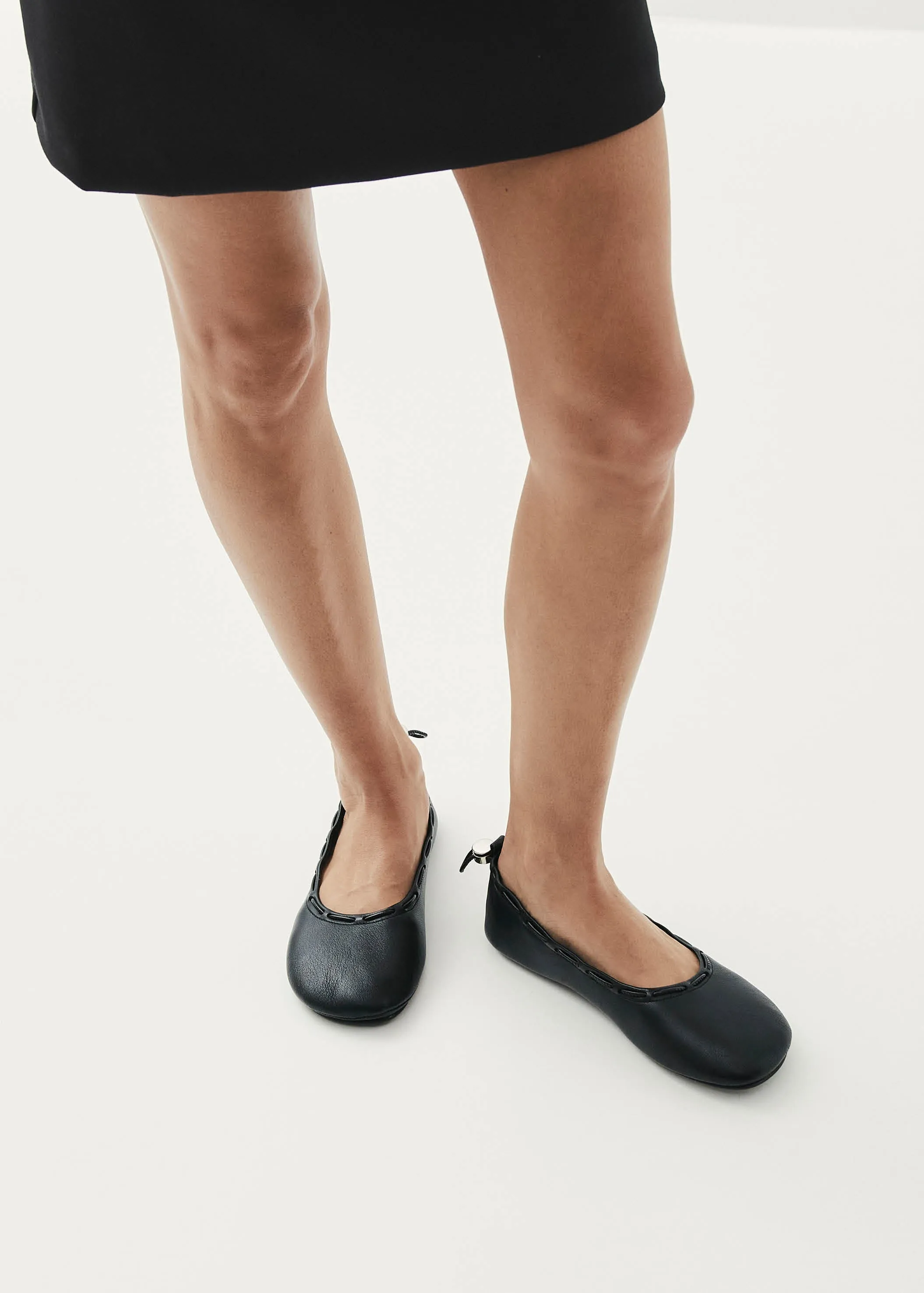 Gill Black Leather Ballet Flats