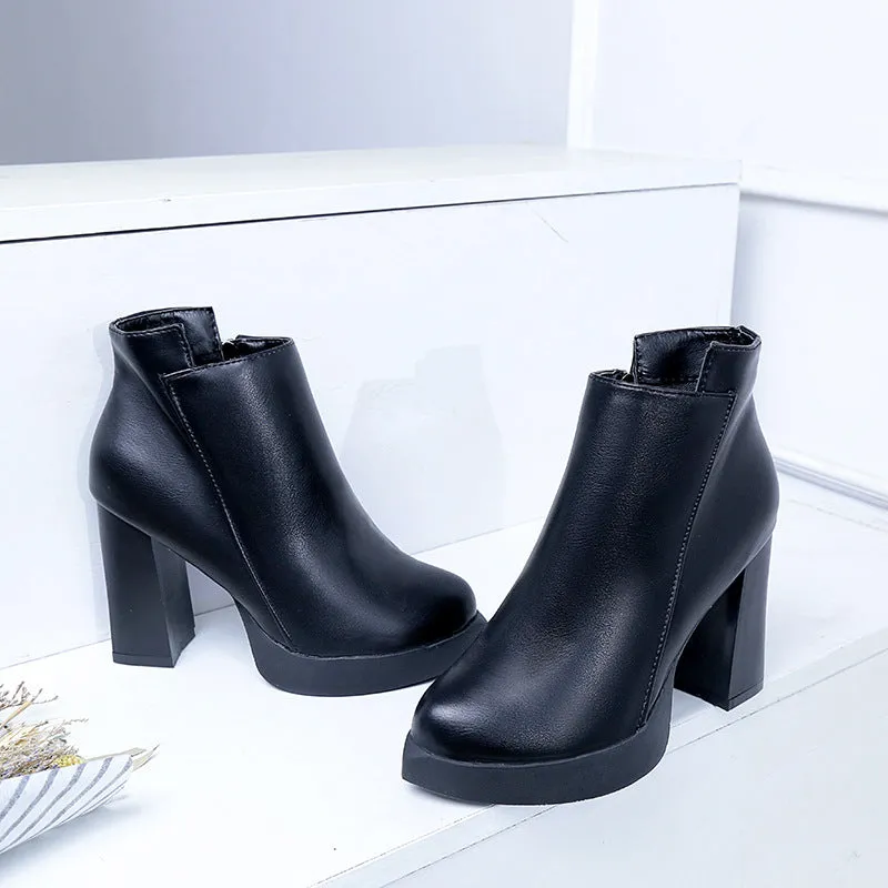 High Block Heel Boots Ms. Martin, all-match Shoes - Women's Shoes
