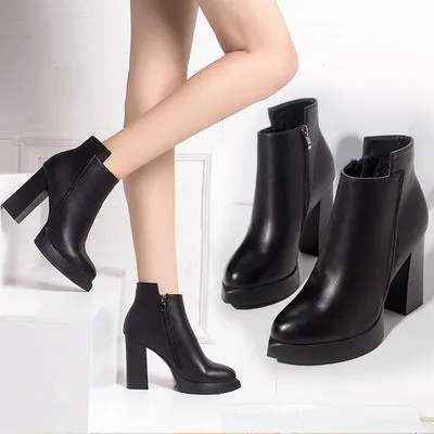 High Block Heel Boots Ms. Martin, all-match Shoes - Women's Shoes