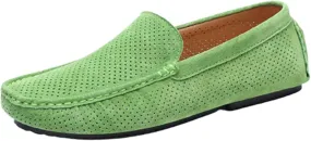 HOOENG Loafer Shoes for Men Hollow Genuine Leather Suede Vamp Round Toe Flexible Resistant Comfortable Soft Driving Slip on (Color : Lawngreen, Size : 7.5 M US)