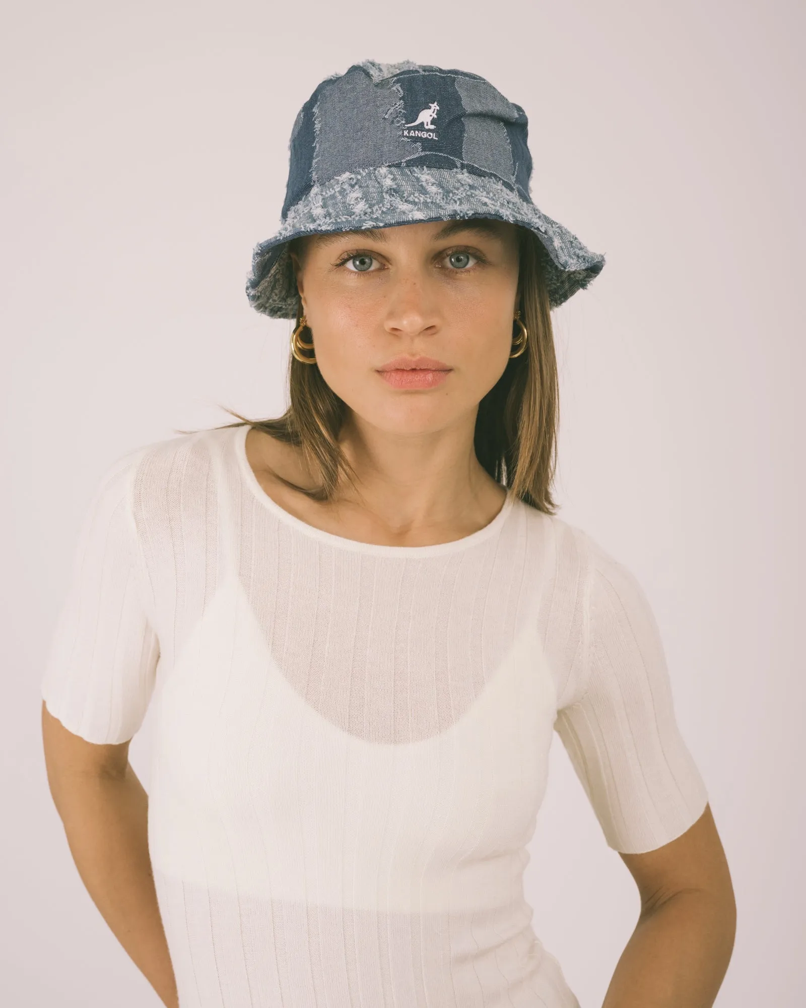 KANGOL Bucket Denim Mashup Medium Blue