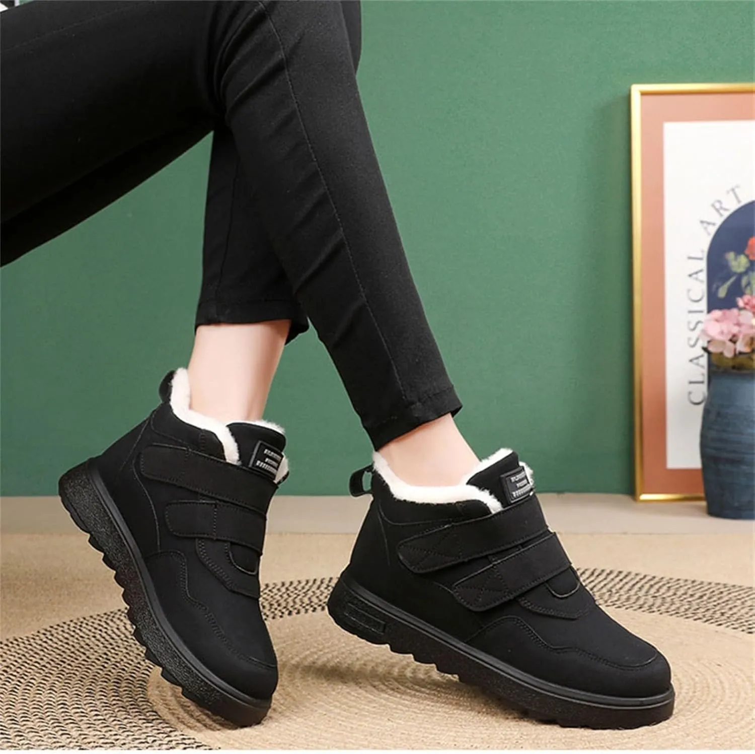 Kids Fr Lined Ankle Snow Boots Girls Boys Toddler Insulated Warm Fleece Winter Sneakers High Top Hiking Trainers