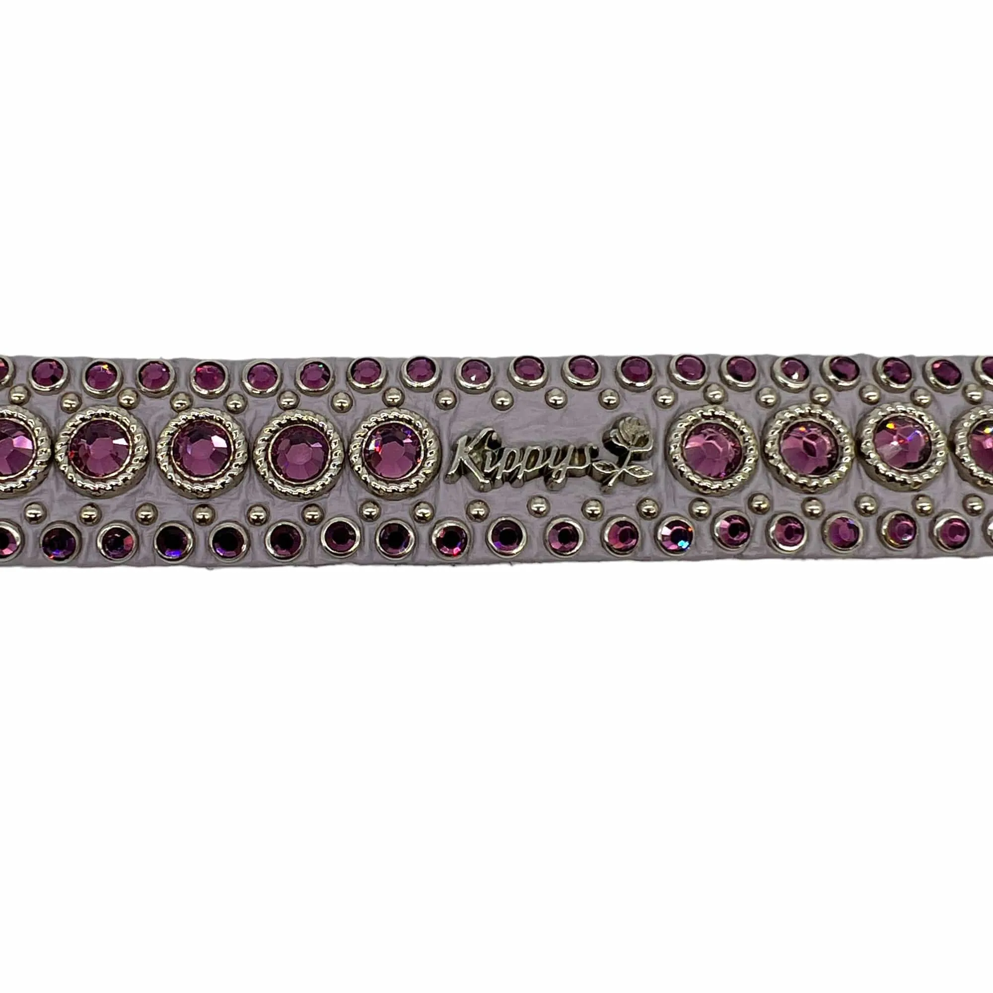 KIPPYS Textured Leather Belt with Swarovski Crystals - Lavender