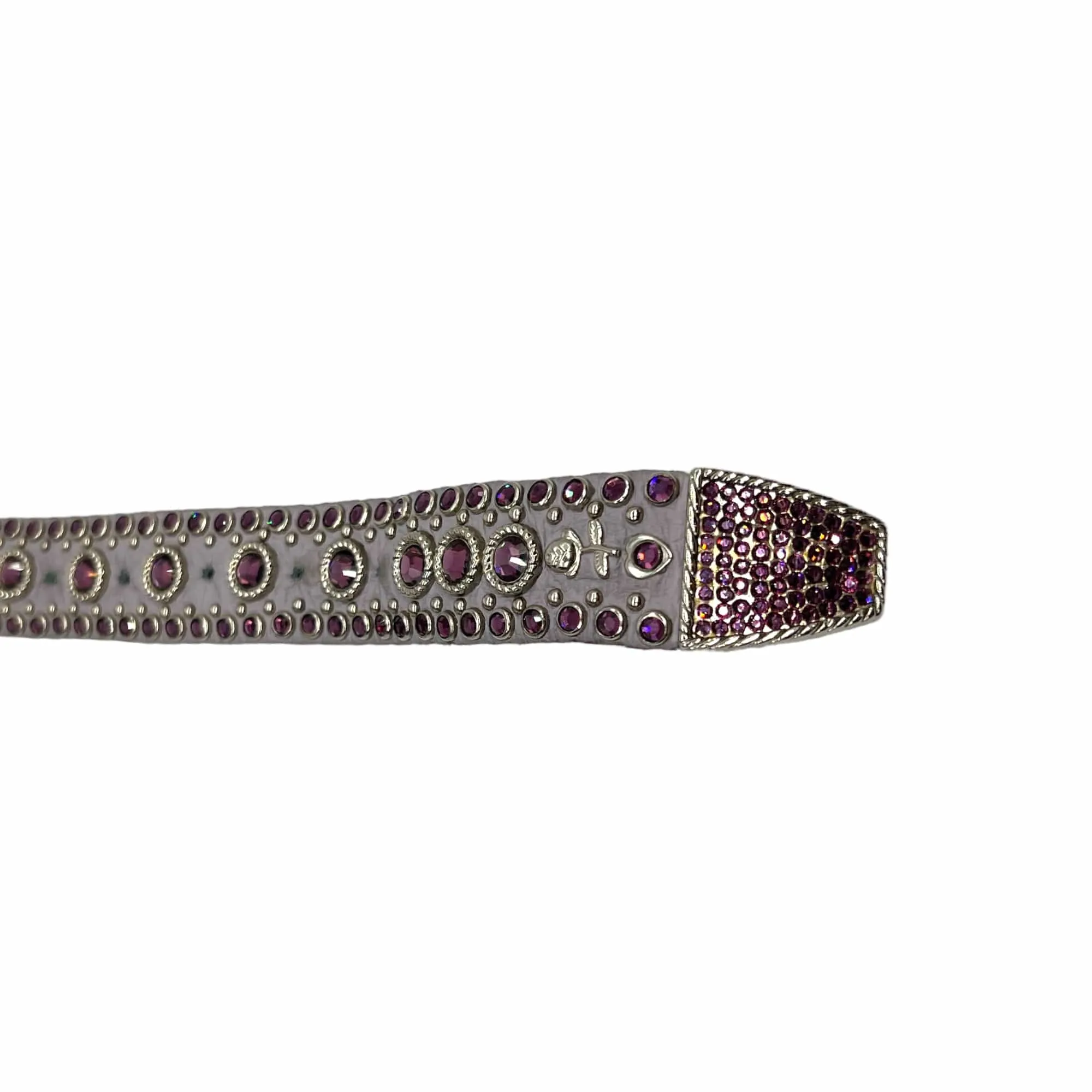 KIPPYS Textured Leather Belt with Swarovski Crystals - Lavender
