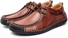 Men's Penny Loafers Summer Lightweight Moccasin Driving Footwear Fashionable Lace Up Flats Boat Shoes