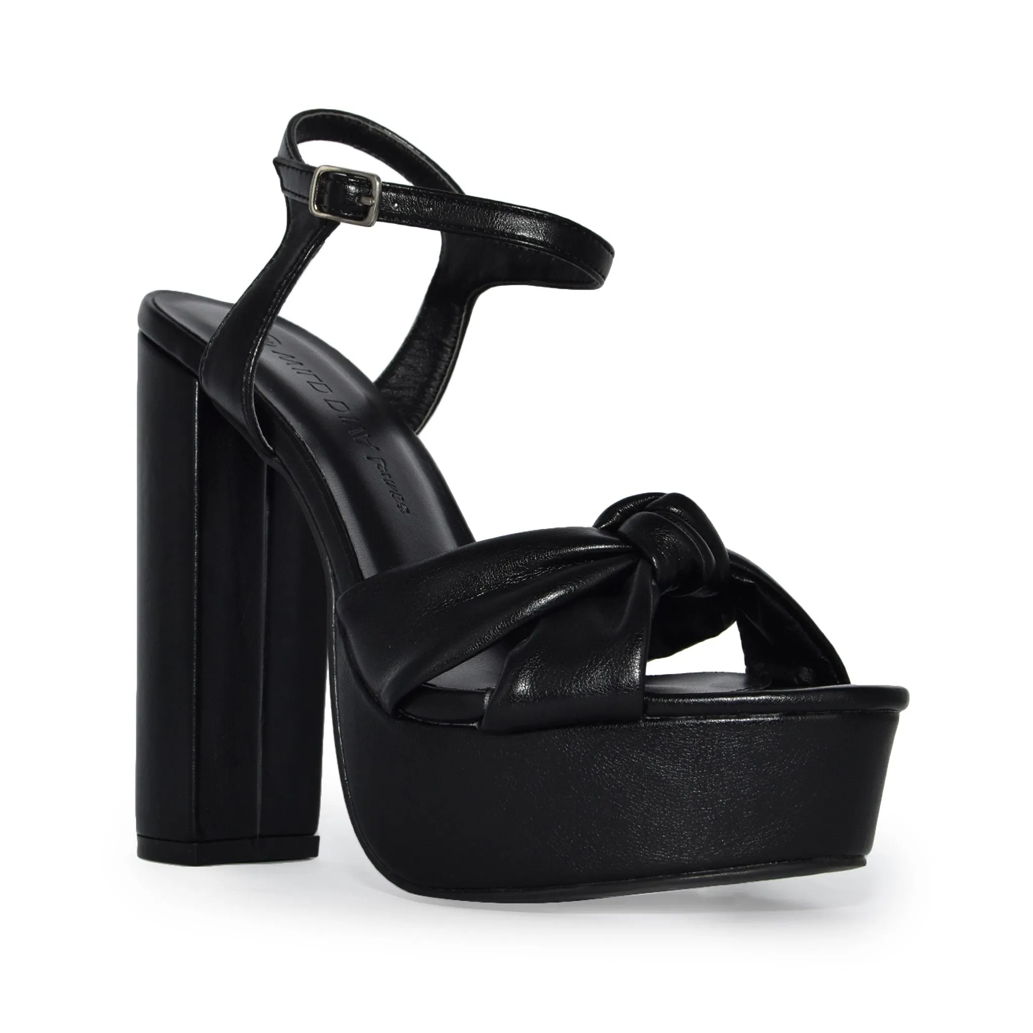 MIA-69 Faux Leather Knotted Ankle Strap Platform Chunky Heel Sandals