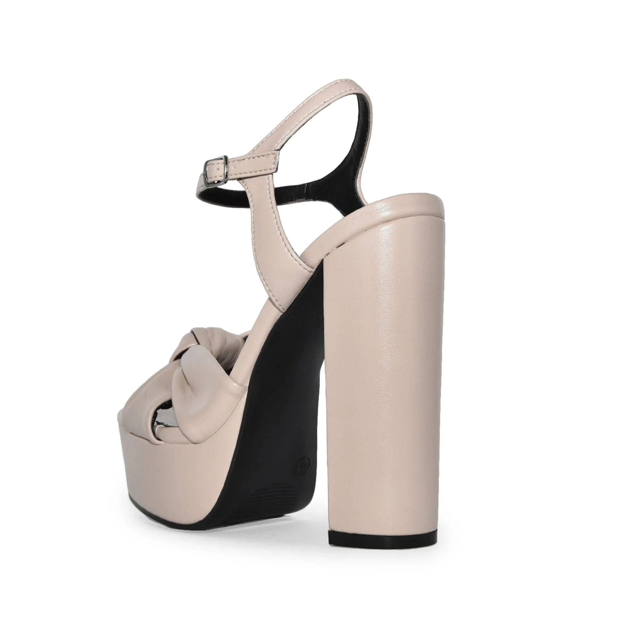 MIA-69 Faux Leather Knotted Ankle Strap Platform Chunky Heel Sandals