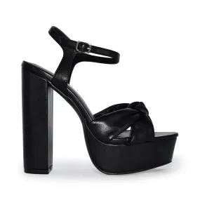 MIA-69 Faux Leather Knotted Ankle Strap Platform Chunky Heel Sandals