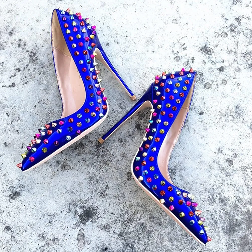 Minishion Women Sexy Heels Pumps Studded Rivet Party Wedding Shoes