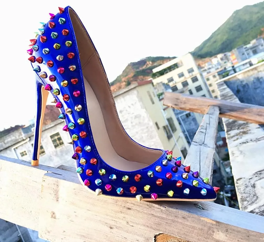 Minishion Women Sexy Heels Pumps Studded Rivet Party Wedding Shoes