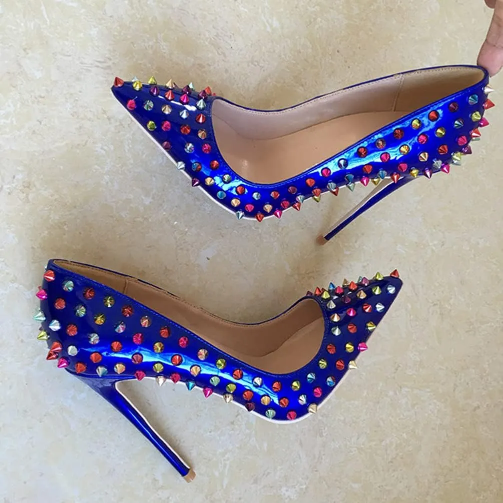 Minishion Women Sexy Heels Pumps Studded Rivet Party Wedding Shoes
