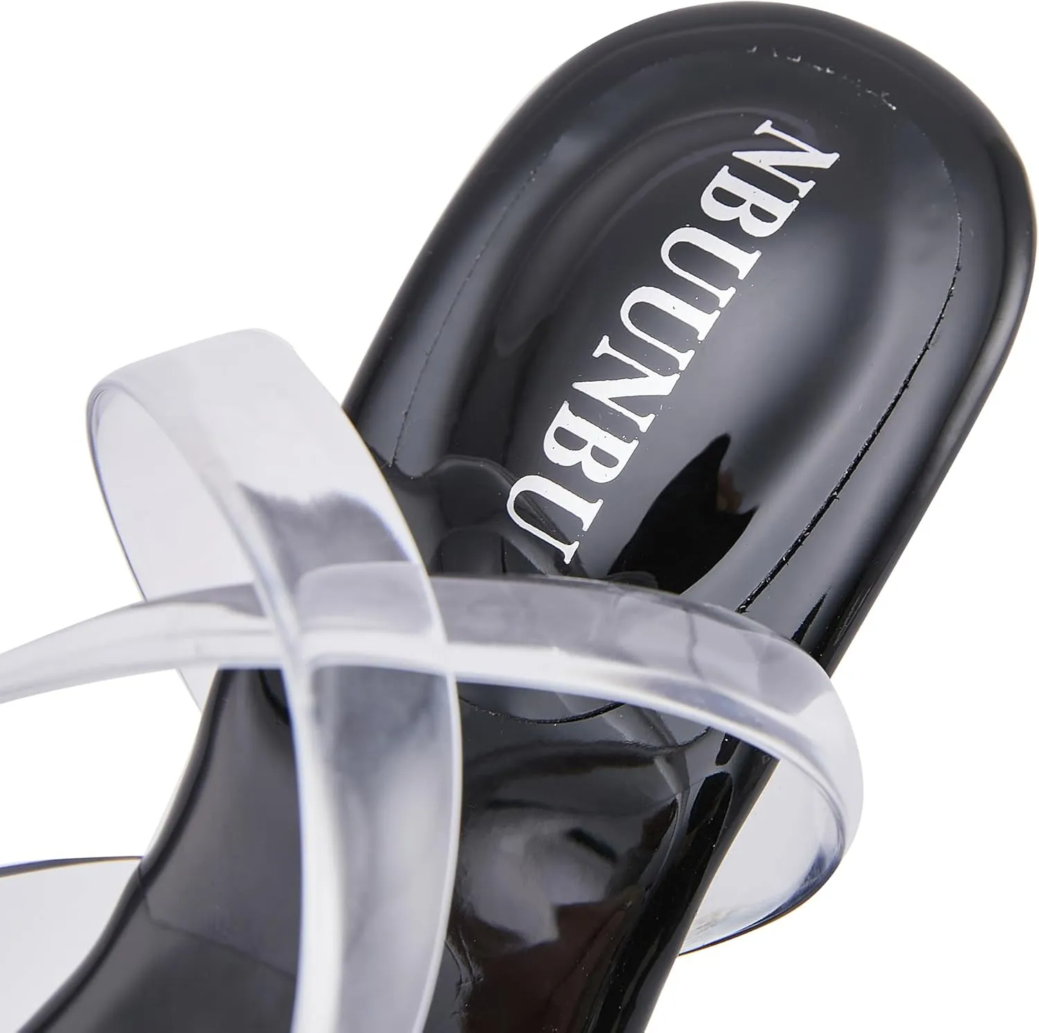NBUUNBU Clear Heels for Women Sexy Transparent Strappy Ankle Straps Shoes Platform High Kitten Heel Slingback Square Toe Stiletto Comfortable Sandals Mules Pumps