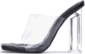Pensy Square Toe Clear Block High Heels (Pensy)