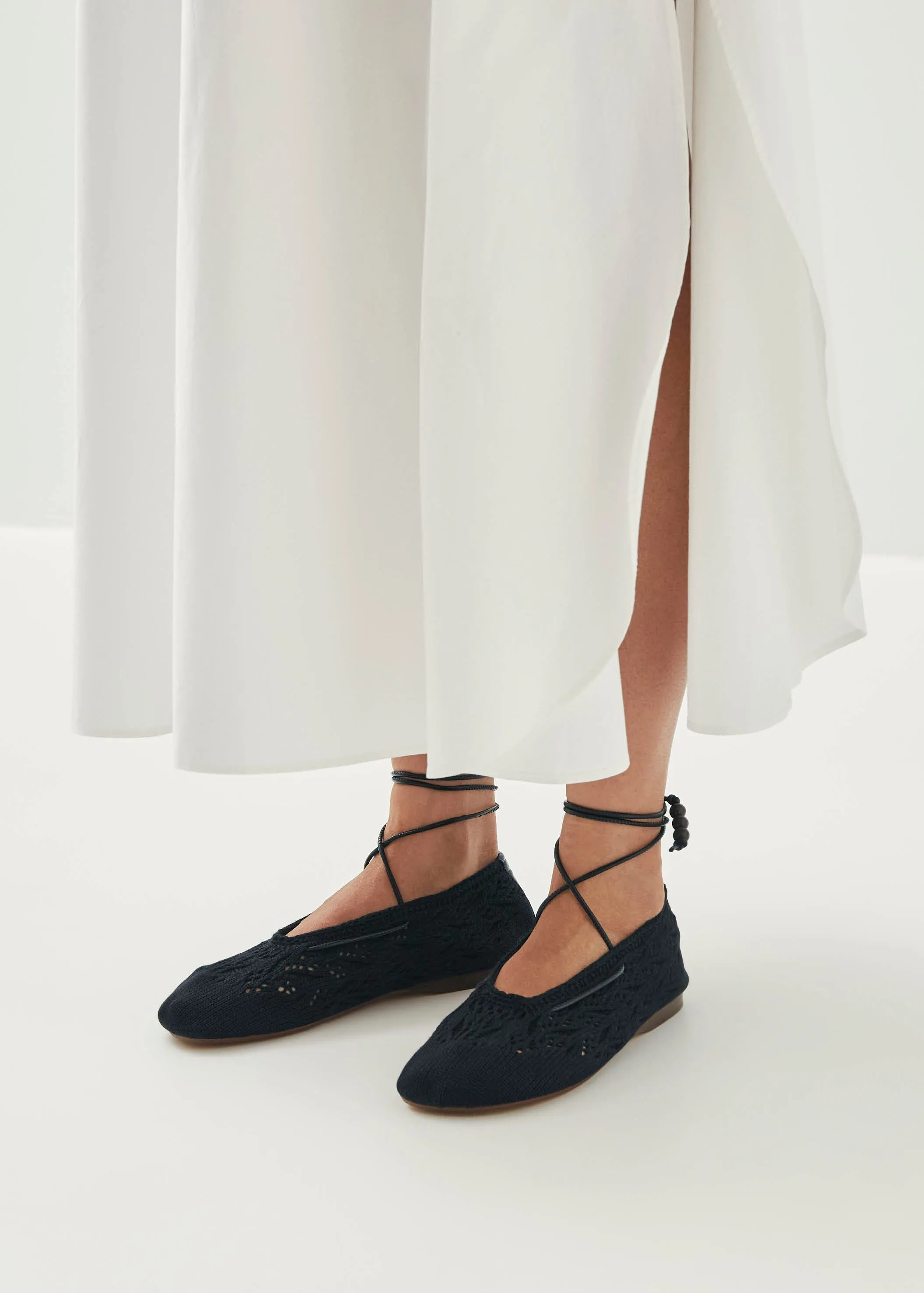 Rosemary Crochet Black Ballet Flats