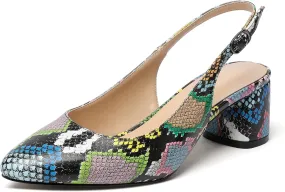 SAMMITOP Women's Mid-heel Slingback Sandals Almond Toe Block Heel Pumps Classic Dress Shoes