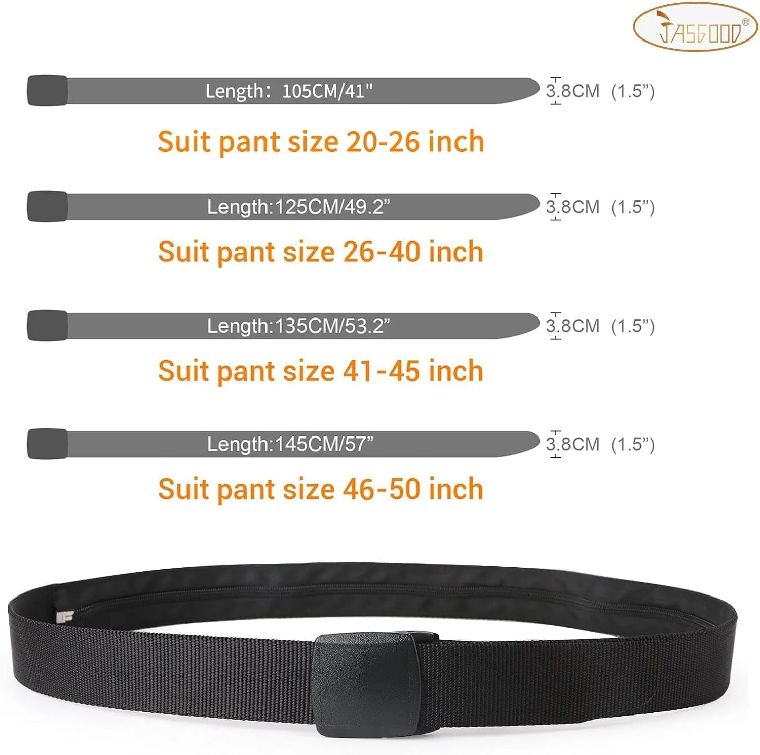 Travel Security Money Belt with Hidden Money Pocket - Cashsafe Anti-Theft Wallet Unisex Nickel Free Nylon Belt
