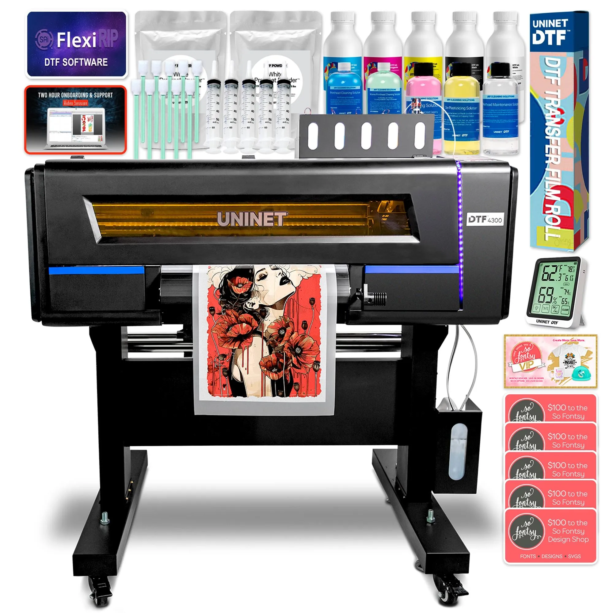 Uninet 4300 Direct To Film (DTF) 17" Roll Printer, Training & Slim Shaker Bundle