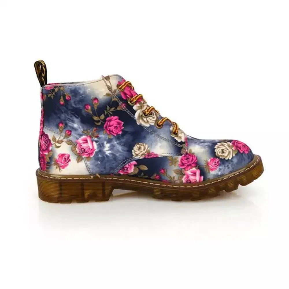 Vintage Floral Print Martin Boots