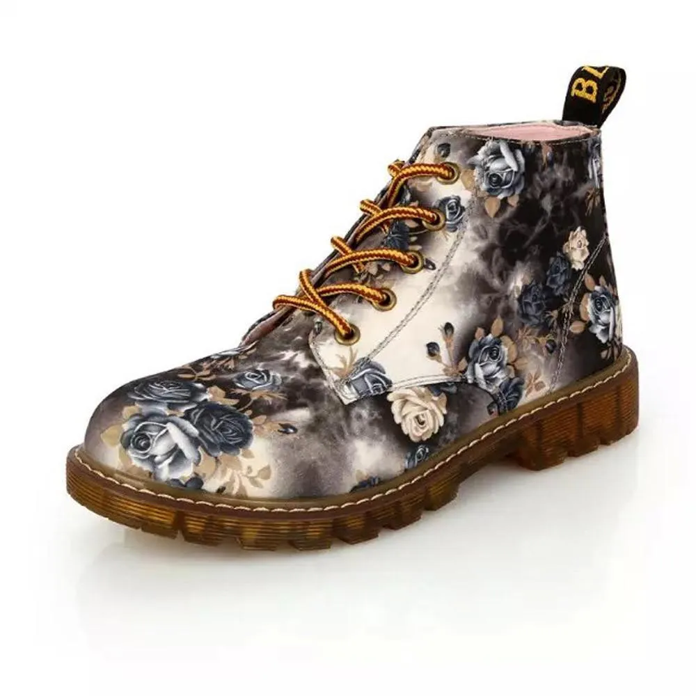 Vintage Floral Print Martin Boots
