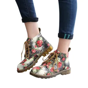 Vintage Floral Print Martin Boots