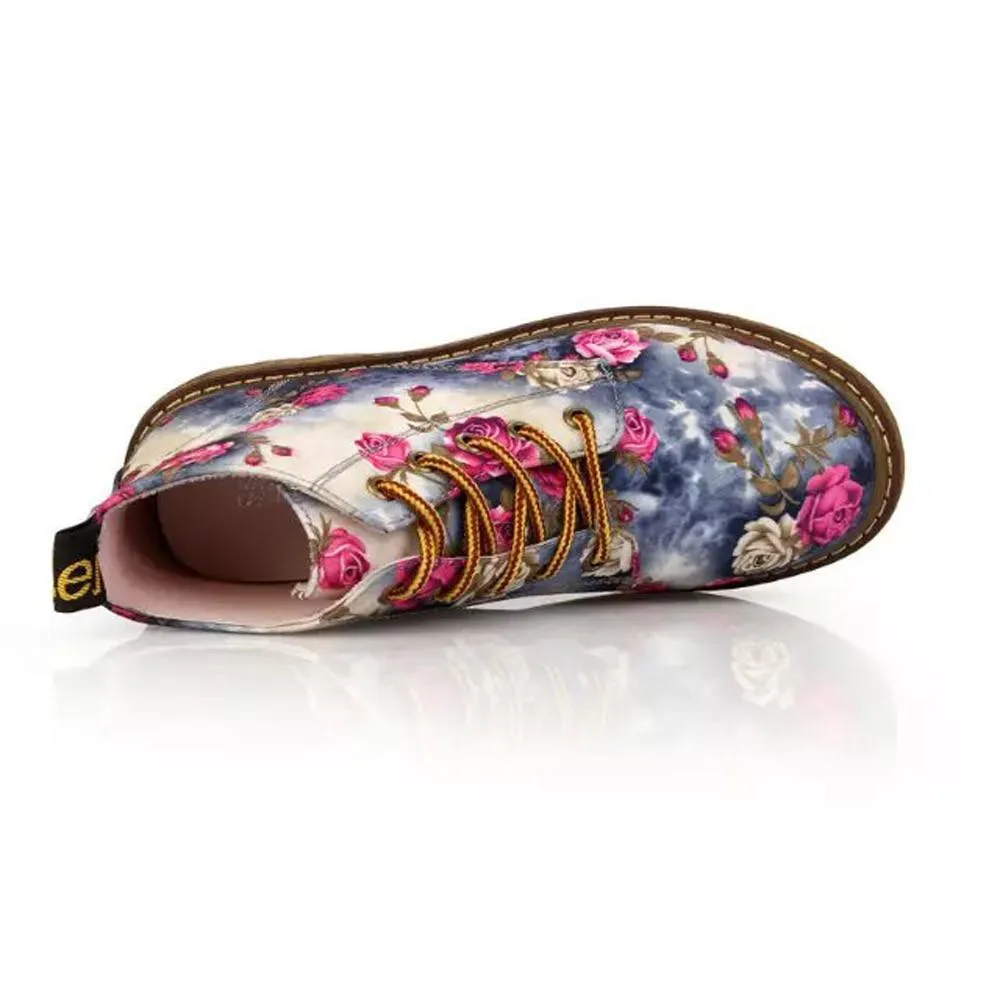Vintage Floral Print Martin Boots