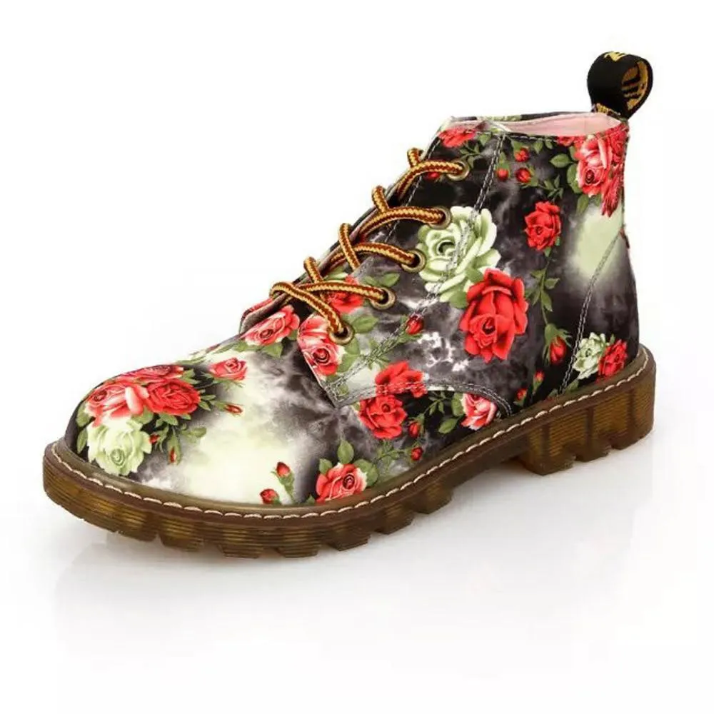 Vintage Floral Print Martin Boots