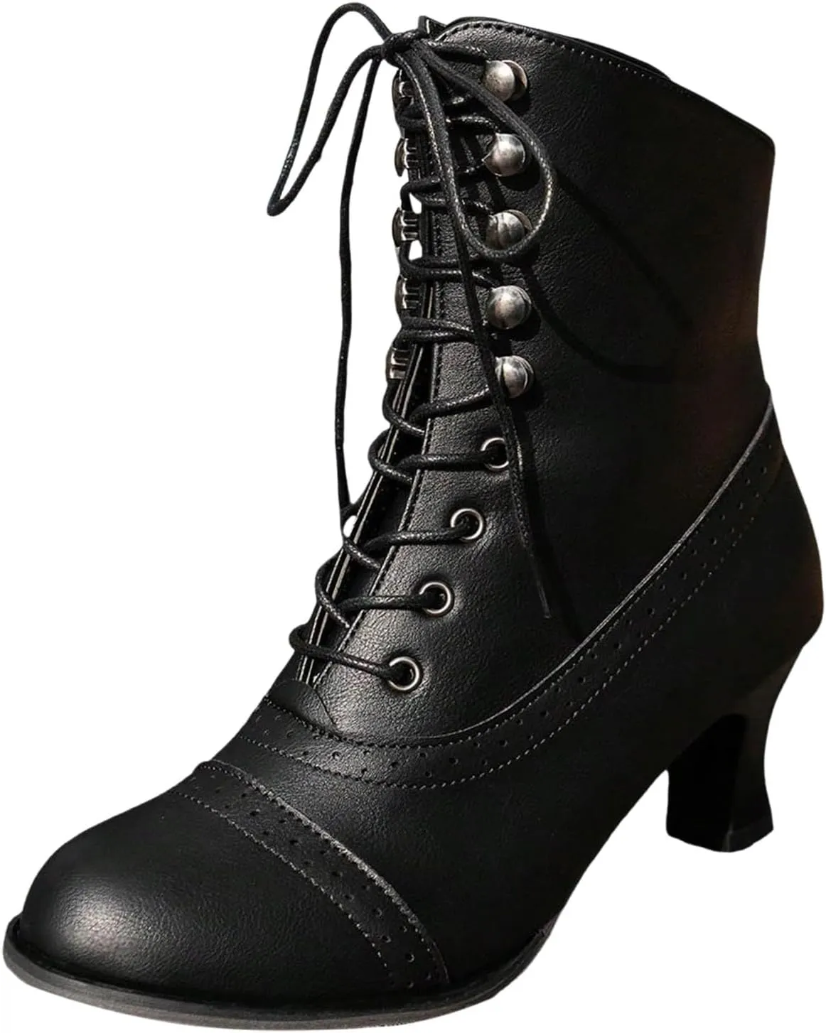 Witch Boots For Women Gothic Renaissance Boots Kitten Heel Medieval Shoes Ankle Boots Pointed Toe Victorian Booties