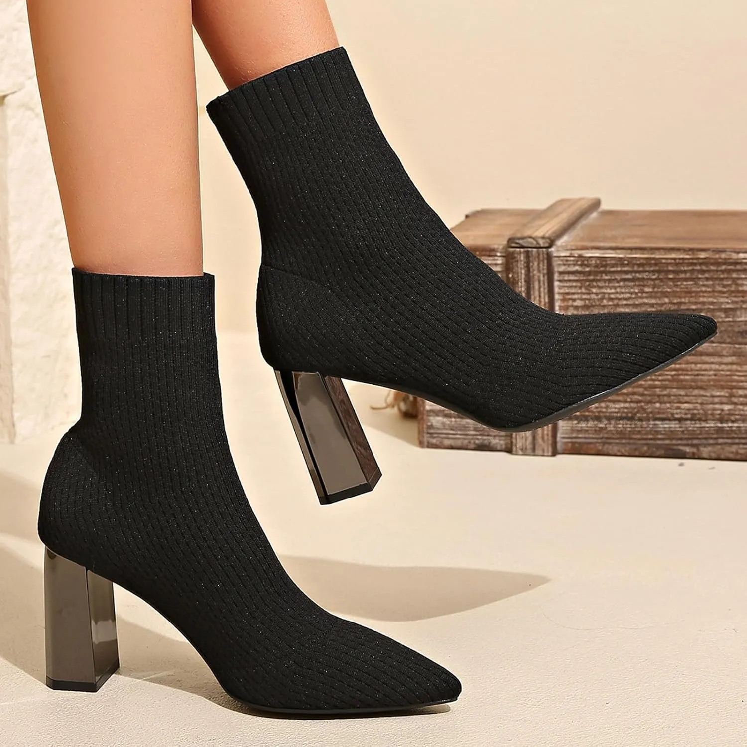 Women Ankle Boots Womens Dress Boots Chunky Boots Women's Ankle Boots Short Booties Low Block Heel Ankle Booties